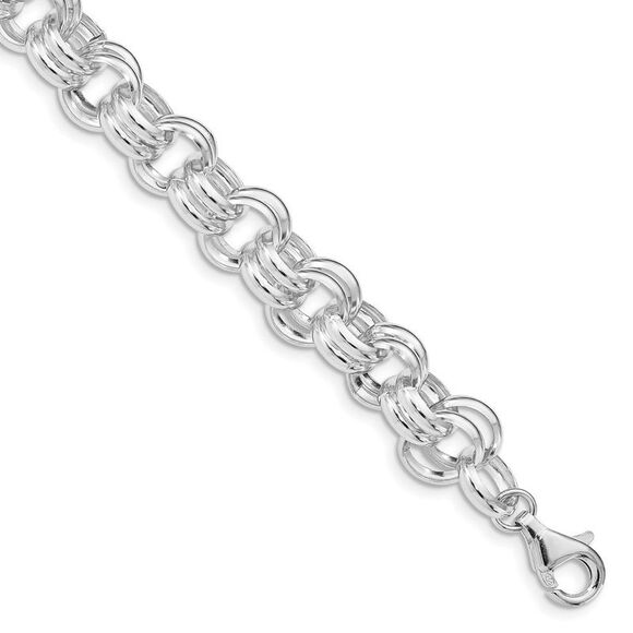 Kazi Luxury Sterling Silver Polished Double Links Bracelet